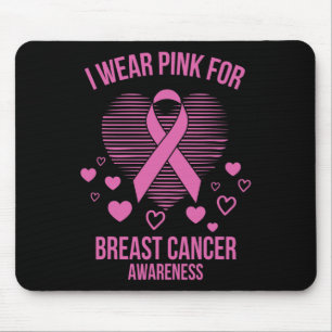 Ich trage rosa Ribbon Herz Coole Brustkrebs Awaren Mousepad
