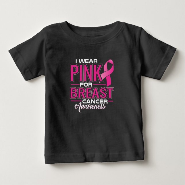 Ich trage Rosa wegen Brustkrebs Baby T-shirt (Vorderseite)