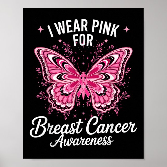 Ich trage rosa wegen Brustkrebs-Bewusstsein _1 Poster (Vorne)