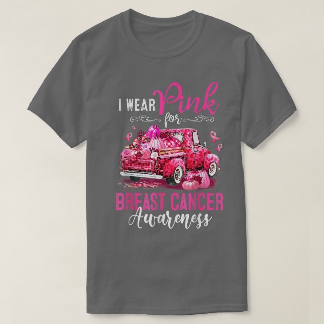 Ich trage Rosa wegen Brustkrebs und trage den T-Shirt (Design vorne)