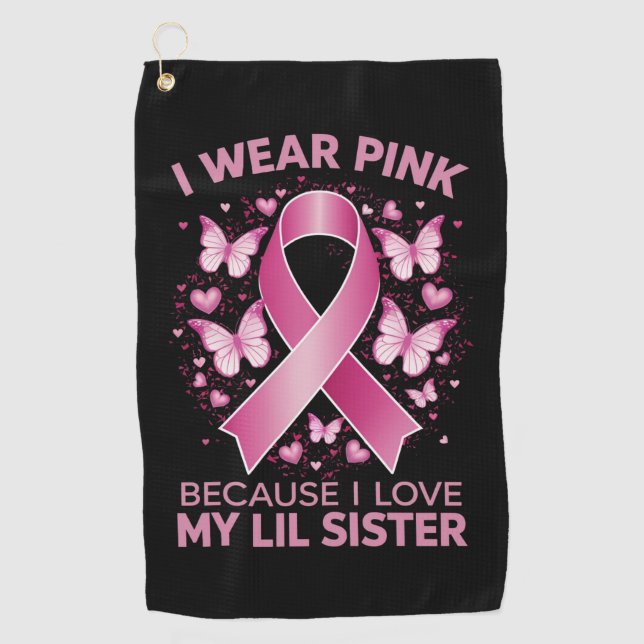 Ich trage Rosa wegen meiner lustenlosen Brustkrebs Golfhandtuch (Vorderseite)