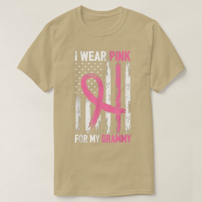 Ich trage Rosa wegen meines grauen Brustkrebs T-Shirt (Design vorne)