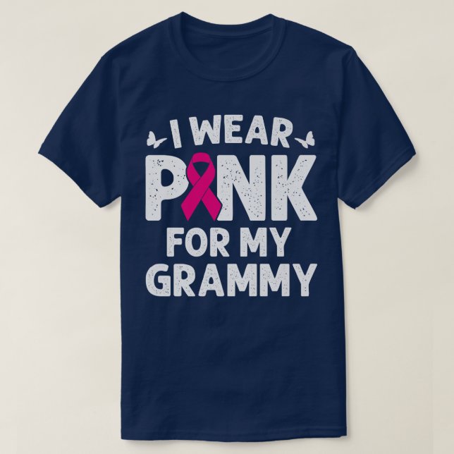 Ich trage Rosa wegen meines grauen Brustkrebs T-Shirt (Design vorne)
