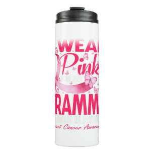Ich trage Rosa wegen meines grauen Brustkrebs Thermosbecher