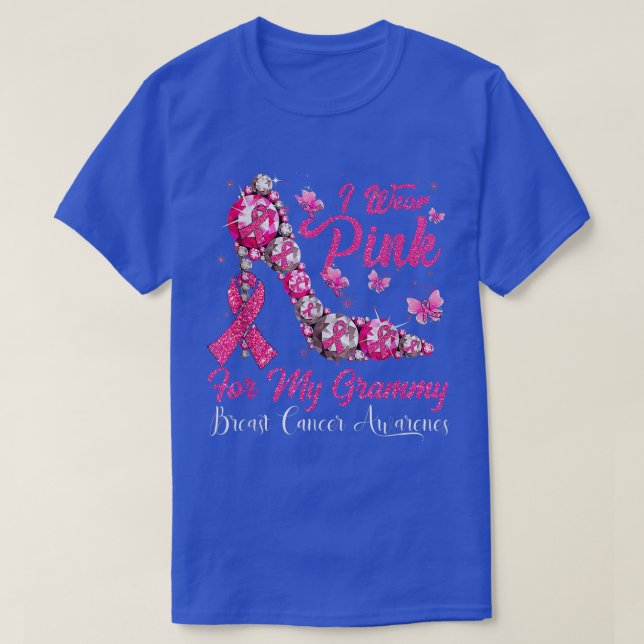 Ich trage Rosa wegen meines grauen Brustkrebses mi T-Shirt (Design vorne)