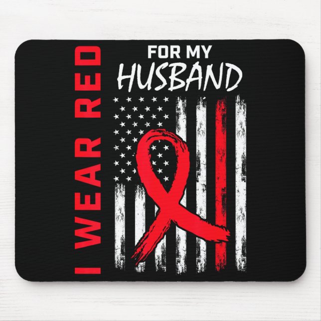 Ich trage Rot für das Bewusstsein für Herzerkranku Mousepad (Vorne)