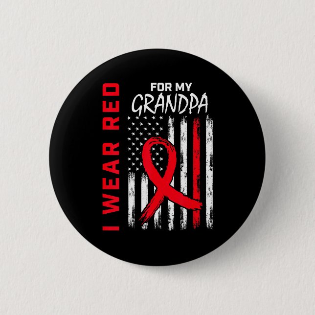 Ich trage Rot für das Bewusstsein für Herzkrankhei Button (Vorderseite)
