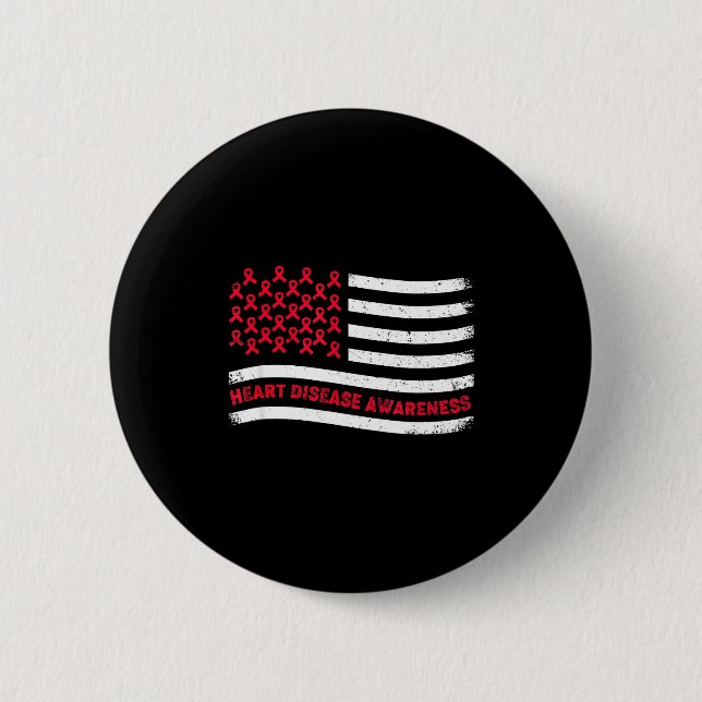 Ich trage Rot für das Bewusstsein für Herzkrankhei Button (Vorderseite)