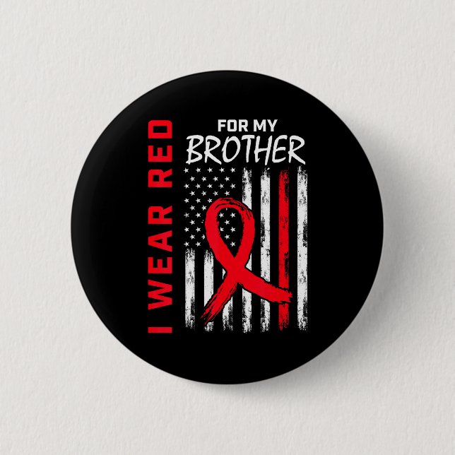 Ich trage Rot für das Bewusstsein für Herzkrankhei Button (Vorderseite)