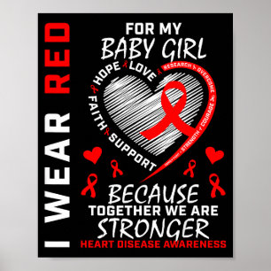 Ich trage Rot für das Bewusstsein für Herzkrankhei Poster