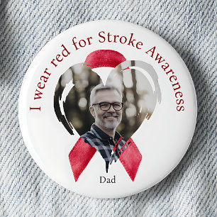 Ich trage Rot für das Schlaganfall-Bewusstsein Fot Button
