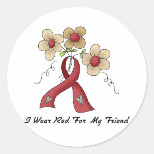 Ich trage Rot für einen Freund Runder Aufkleber