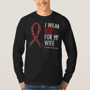 Ich trage Rot für meine Ehefrau Stroke Awareness S T-Shirt