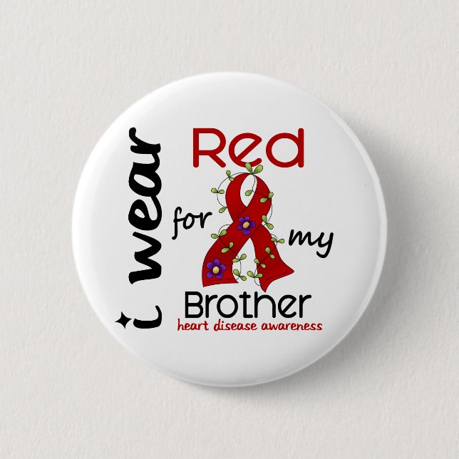 Ich trage Rot für meine Herz-Krankheit des Button (Vorderseite)