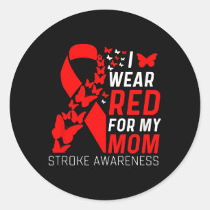 Ich trage Rot für meine Mamas Stroke Awareness Sur Runder Aufkleber