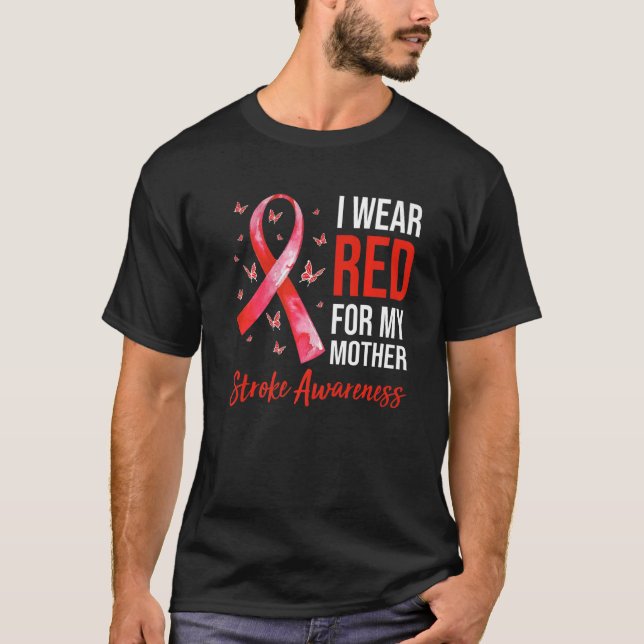 Ich trage Rot für meine Mutter Stroke Awareness Su T-Shirt (Vorderseite)