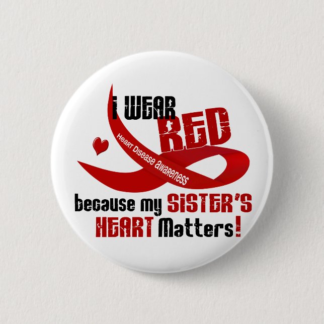 Ich trage Rot für meine Schwester 33 Button (Vorderseite)