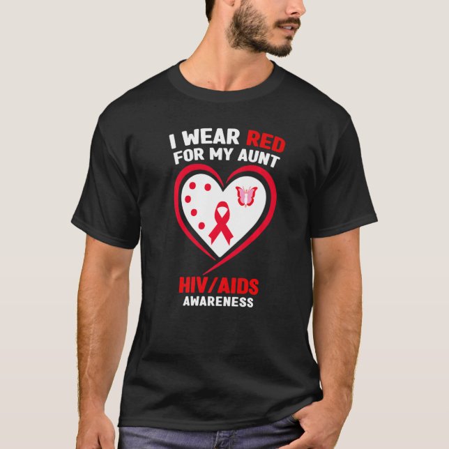 Ich trage Rot für meine Tante HIV-Aids-Bewusstsein T-Shirt (Vorderseite)
