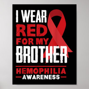 Ich trage Rot für meinen Bruder Proud Schwester Hä Poster