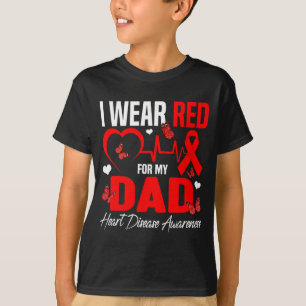 Ich trage Rot für meinen Vater Herzkrankheit-Bewus T-Shirt