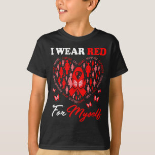 Ich trage Rot für mich Herzkrankheit-Bewusstseinss T-Shirt