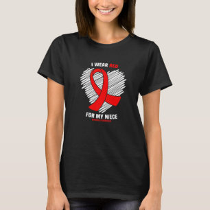 Ich trage Rot wegen meiner Nichte Hämophilie Bewus T-Shirt