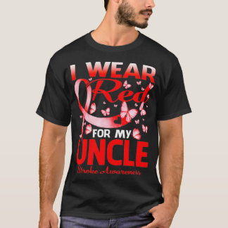 Ich trage Rot wegen meines Onkels Stroke Awareness T-Shirt