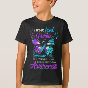 Ich trage Teal & Lila Selbstmordpräventionsbew T-Shirt