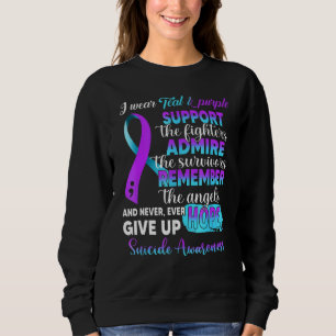 Ich trage Teal- und violette passende Selbstmordpr Sweatshirt
