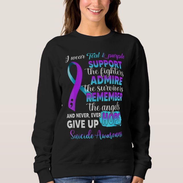 Ich trage Teal- und violette passende Selbstmordpr Sweatshirt (Vorderseite)