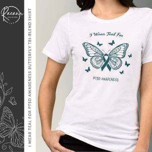 Ich trage Türkis für das PTSD-Bewusstsein Schmette Tri-Blend Shirt
