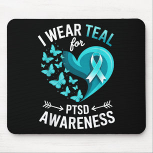 Ich trage Türkis für PTSD-Bewusstsein Herz Schmett Mousepad