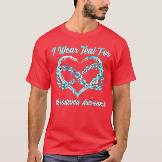 Ich trage Türkis für Scleroderma-Bewusstsein Herz  T-Shirt (Vorderseite)