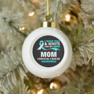 Ich trage Türkis und Weiß meine Mutter Gebärmutter Keramik Kugel-Ornament
