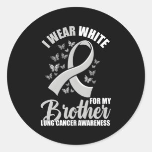 Ich trage Weiß für mein Bruderlungenkrebs-Bewussts Runder Aufkleber