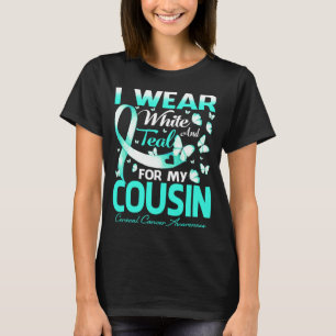 Ich trage Weiß und Aquamarin für meinen Cousin Cer T-Shirt