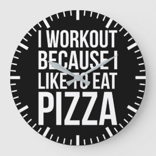 Ich trainiere, weil ich Pizza mag - Funny Gym Nove Große Wanduhr