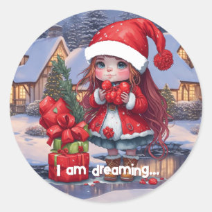 Ich träume. Christmas Runder Aufkleber