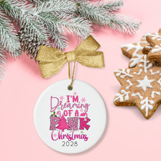 Ich träume von einem rosa Weihnachten Keramik Ornament