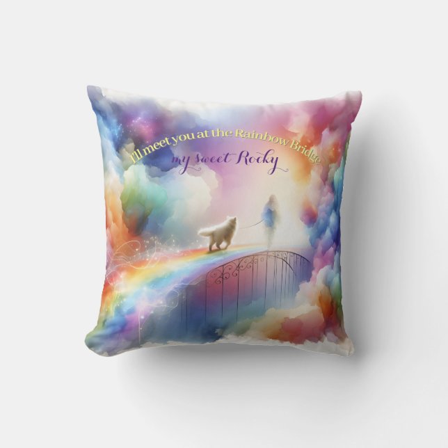 Ich treffe dich auf der Rainbow Bridge Kissen (Vorderseite)