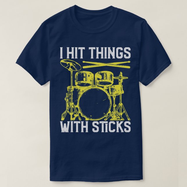 Ich treffe Hits mit Sticks Drum Funny Drummer T-Shirt (Design vorne)