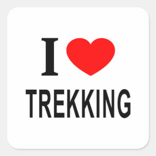 ICH ❤️ TREKKING I LIEBE TREKKING I QUADRATISCHER AUFKLEBER