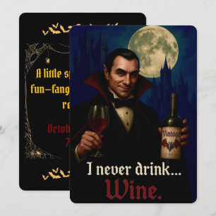 „Ich trinke nie … Wein“ Vampir-Horror-Humor Einladung