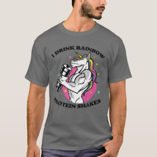 Ich trinke Rainbow Protein Shakes - Gym Unicorn Bo T-Shirt