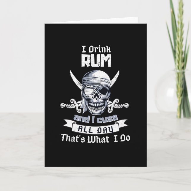 Ich trinke Rum Pirate Skull Flag Piratenflagge Kos Karte (Vorderseite)
