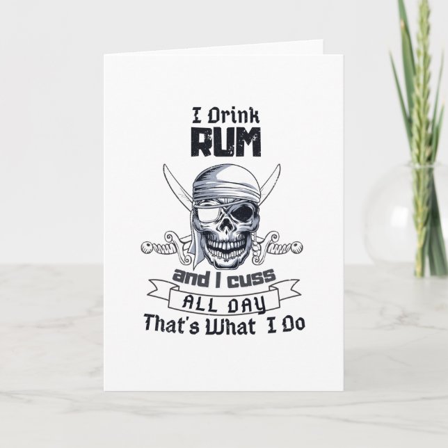 Ich trinke Rum Pirate Skull Funny Costume Karte (Vorderseite)