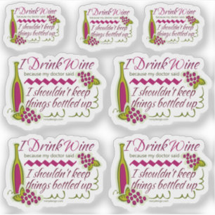 Ich trinke Wein Funny Zitat Set Contour Cut Aufkleber