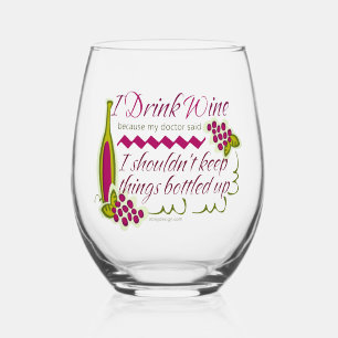 Ich trinke Wein-Zitat Weinglas Ohne Stiel