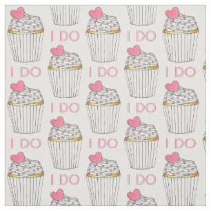 Ich tu Pink White Heart Cupcake Hochzeitstorte Lie Stoff
