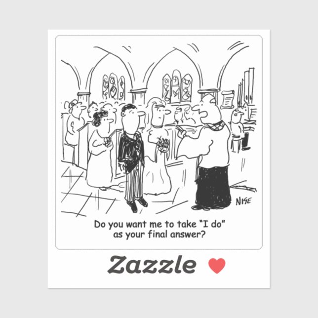 Ich tue als letzte Antwort auf Hochzeit Cartoon. Aufkleber (Blatt)